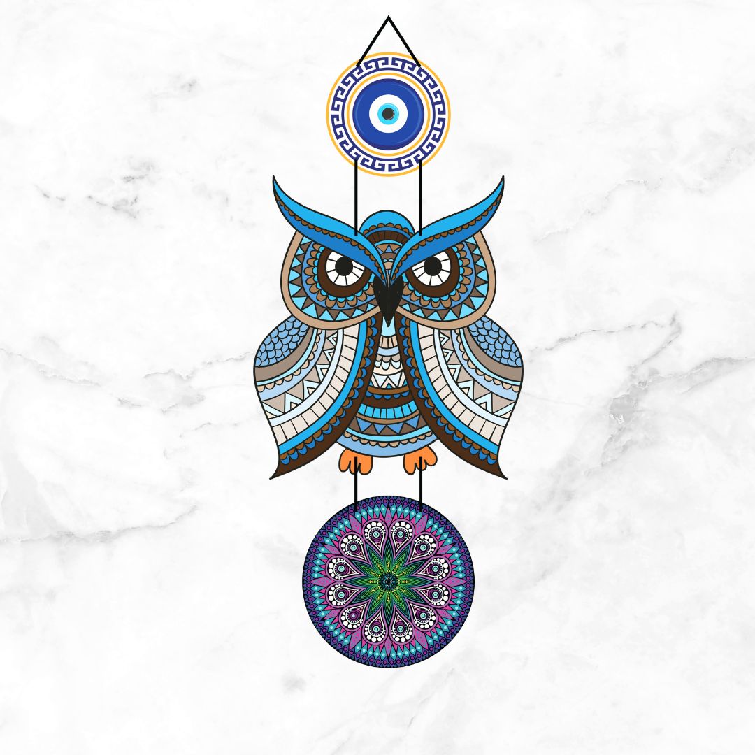 Wooden Wall Hanging for Home Decor(Ullu Owl Eye)