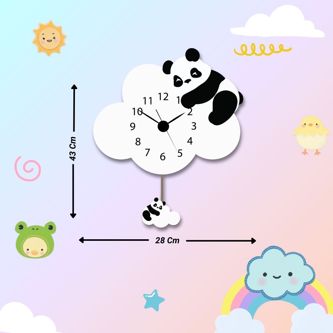 Cute Panda Cloud Shape Pendulum Wall Clock
