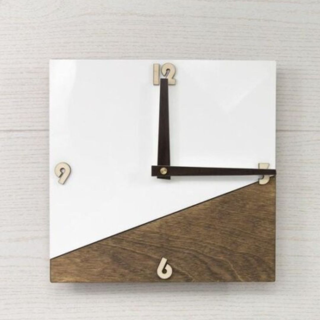 Modern Wooden & White Designer Wall Clock