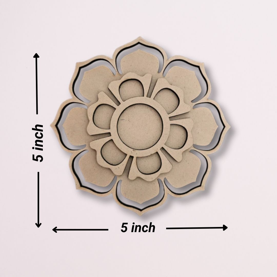 Flower Design 2 Layered MDF Tealight Candle Holder TH030