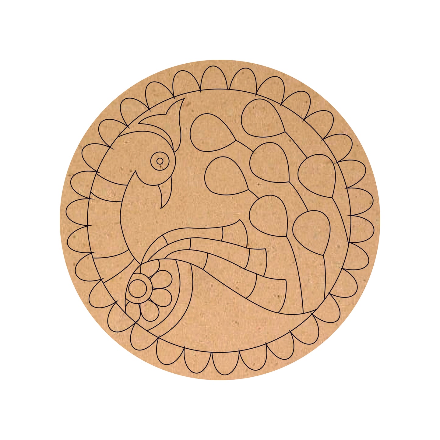 MDF Peacock Design Round MDF Base