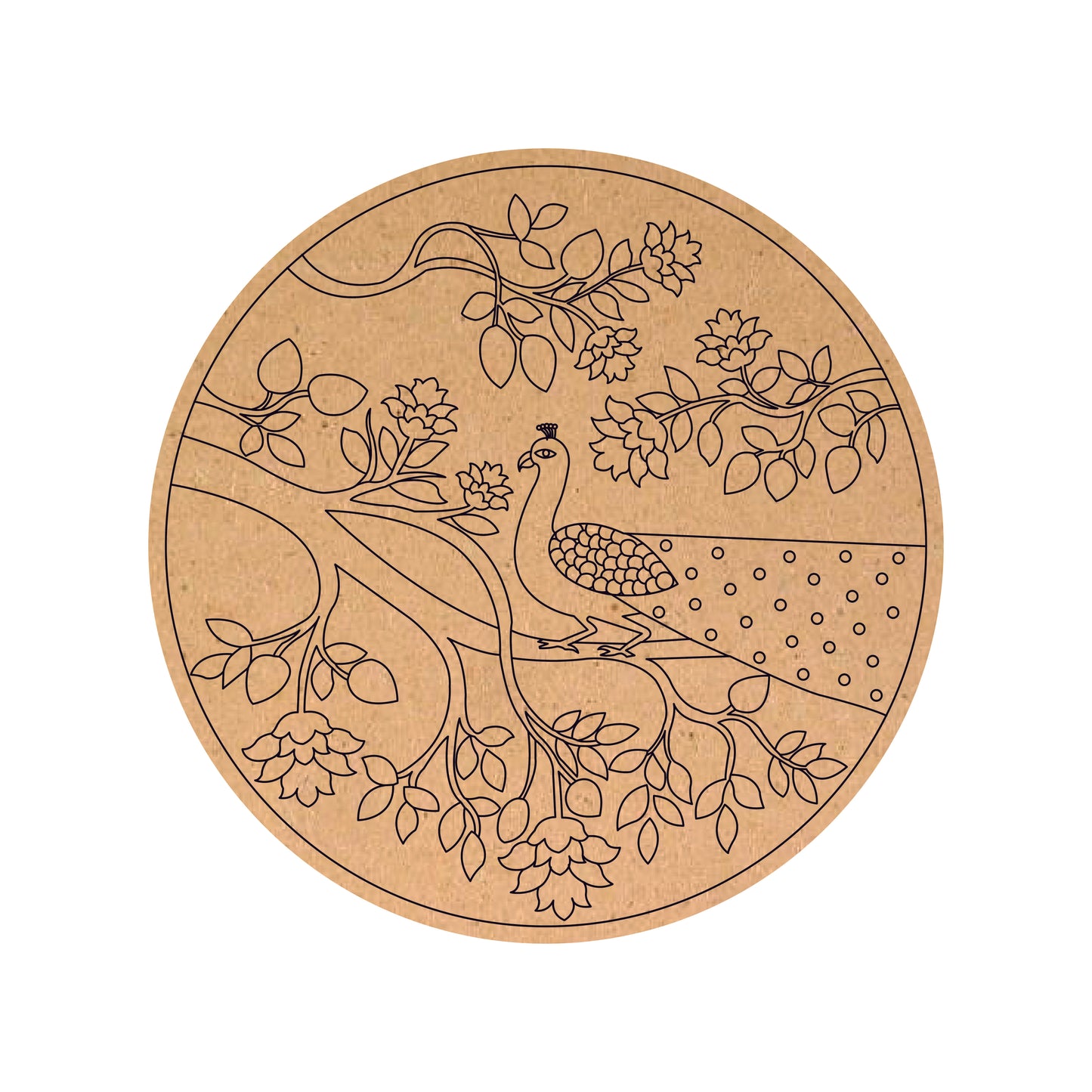 MDF Peacock Design Round Raw Base
