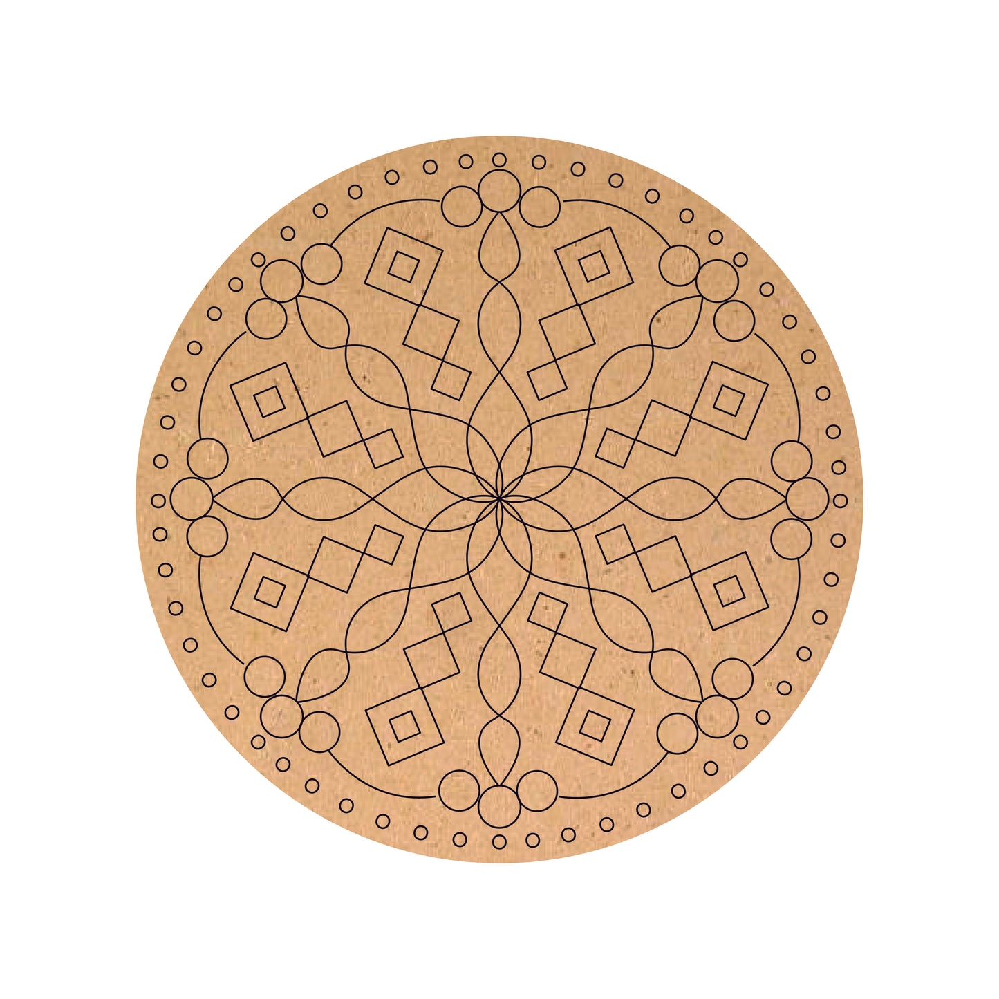 Nagashri Arts Mandala Design MDF Pre-Marked Round