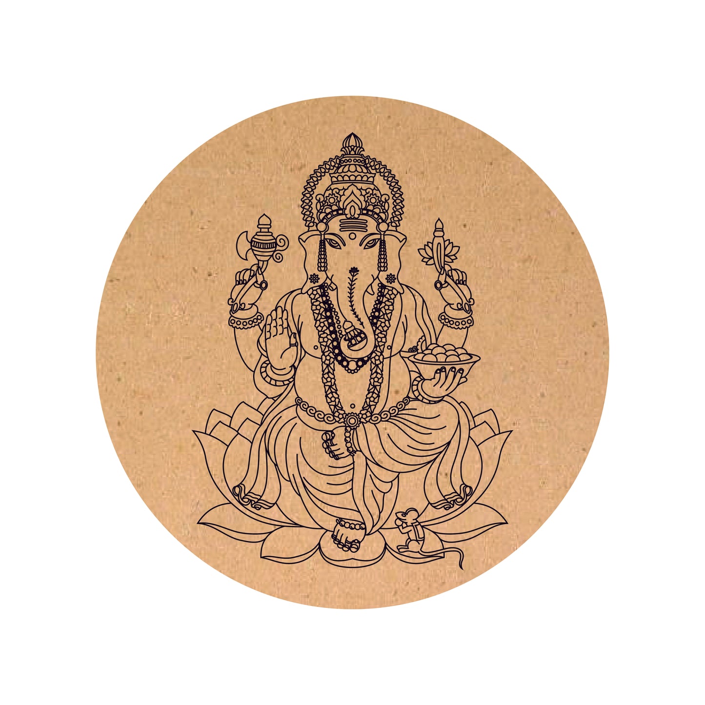 Ganesh Bappa Round MDF Pre Marked