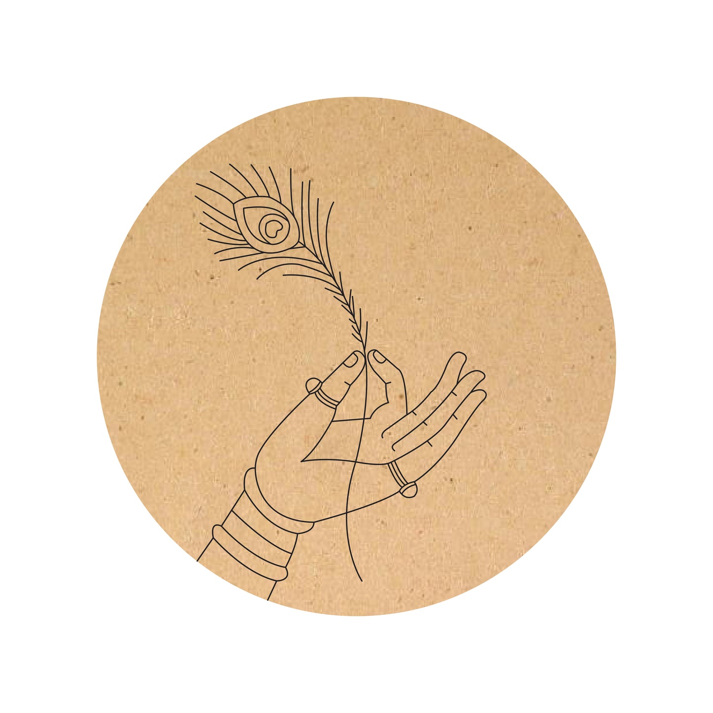 Minimalist Krishna Hand with Peacock Feather