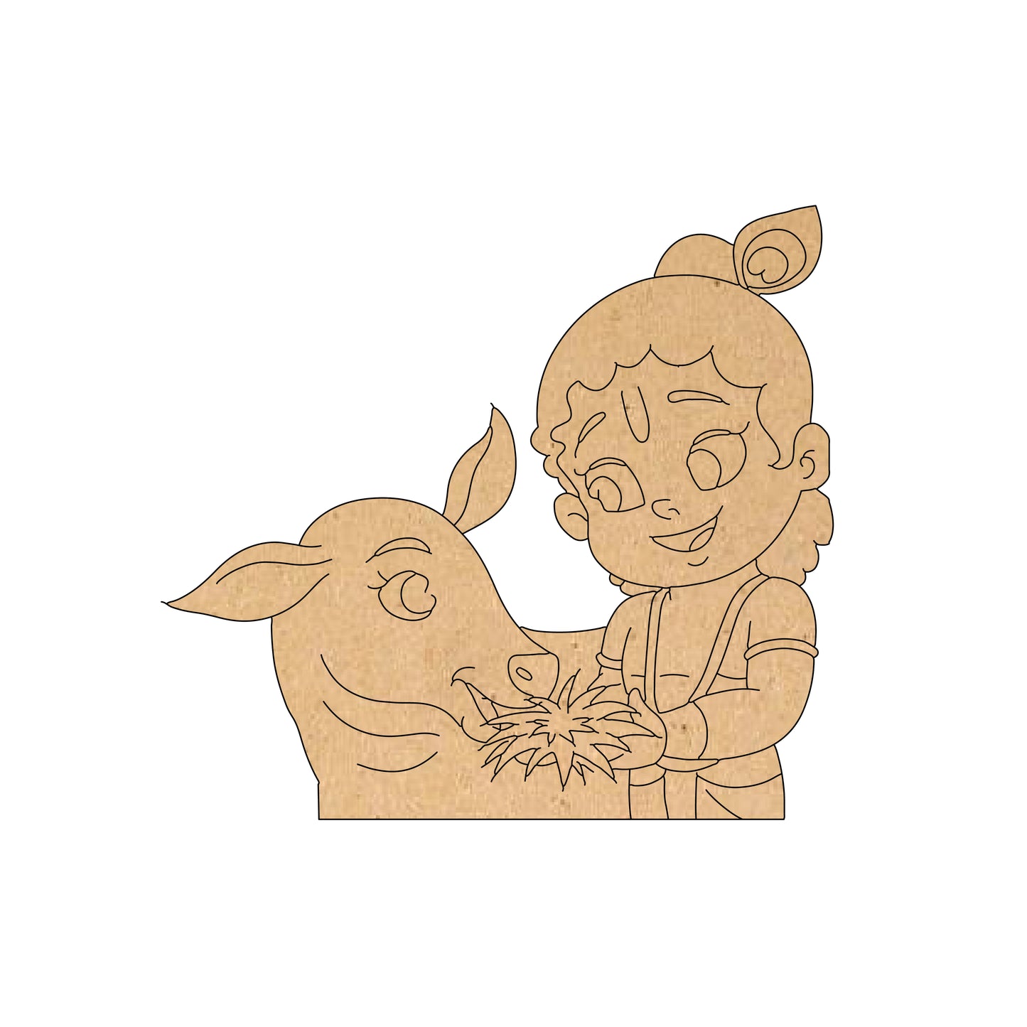 Baby Krishna With Cow MDF Cutout