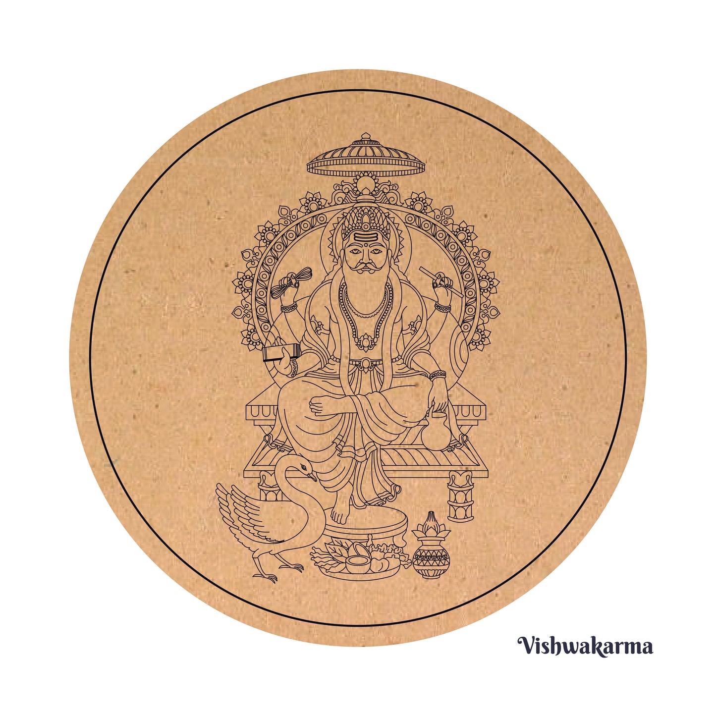 Lord Vishwakarma Pre-Marked MDF Round