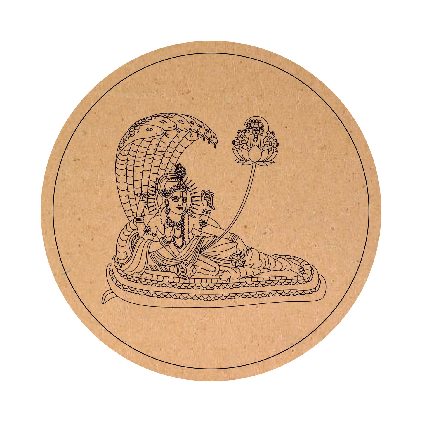 Lord Vishnu & Shesha Naag MDF Round