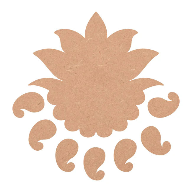 MDF Indian Peacock Lotus Circle Swastik Rangoli Base