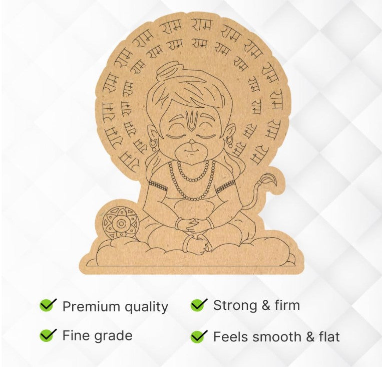 2 Pcs Bal Hanuman Ji Pre-Marked MDF Cutouts (6x6 Inch, 2mm) | Wooden Boards for Art & Craft | Painting, Resin, Mandala, Pyrography | DIY Decoration