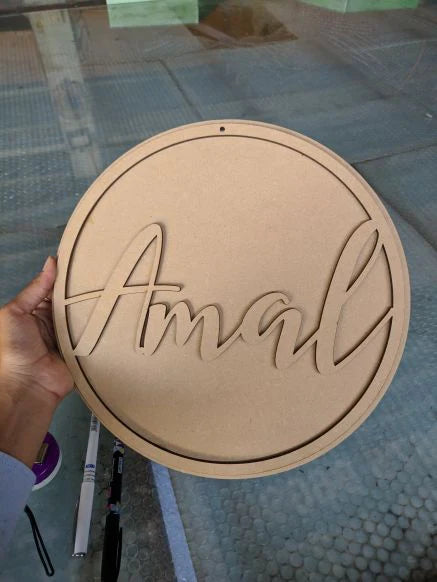 MDF Customized Hanging Name Circle Base