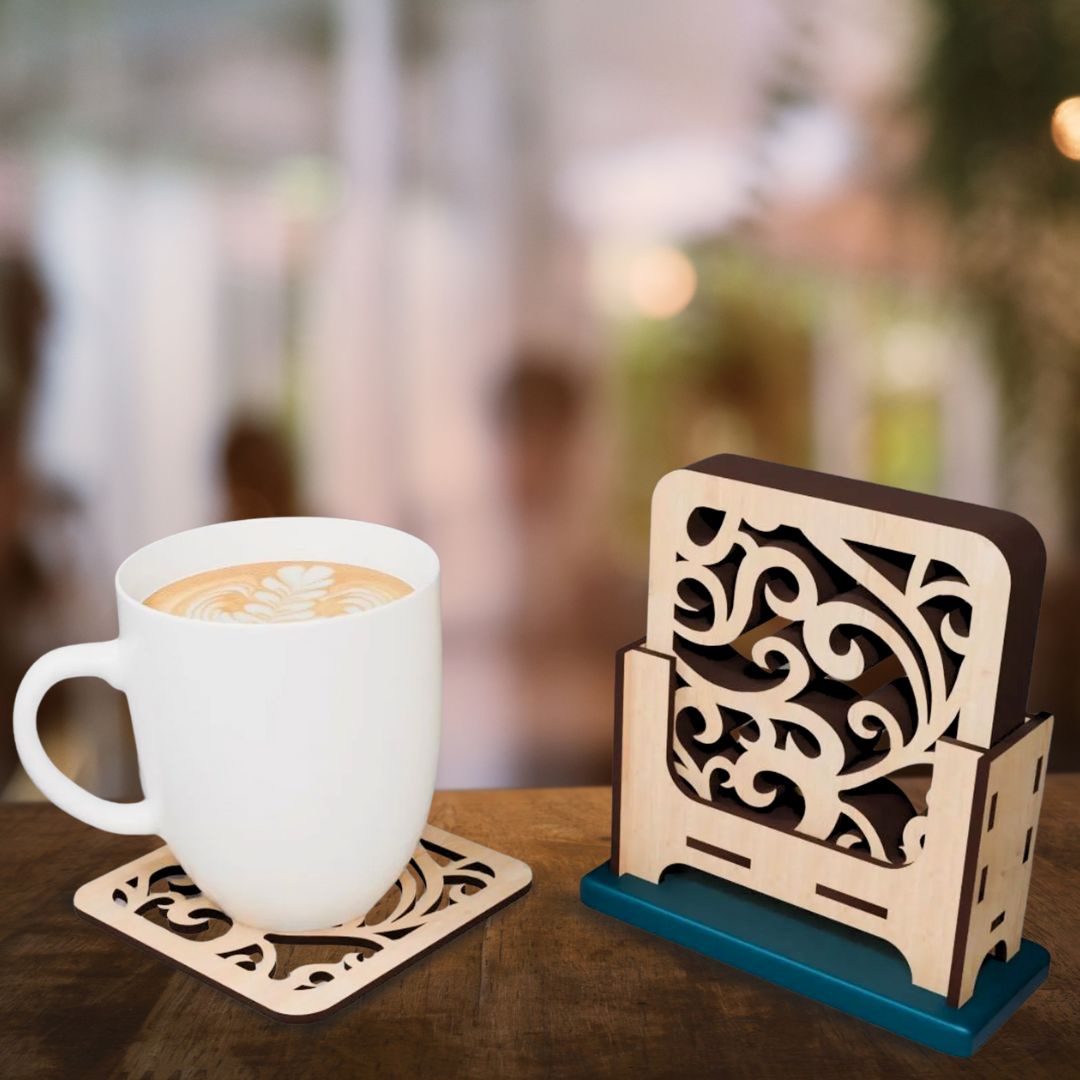 Coaster Set with Elegant Holder