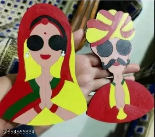 2 Pcs Pre-Marked MDF Cutouts (6x6 Inch) – Ram Ram Sa & Khamma Ghani | Wooden Art Shapes for DIY Painting, Wall Décor & Rajasthani Theme Crafts