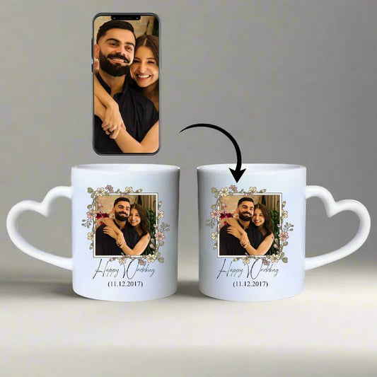 Custom Couple Coffee Mugs Set With Your Favorite Photo, Name or Date