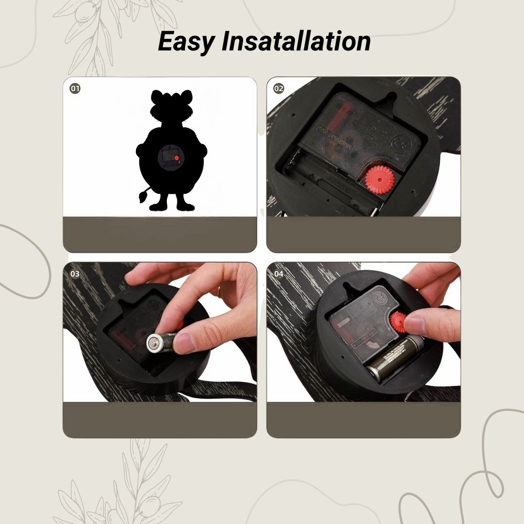 Cute Lion-Shape Wall Clock for Kids Room