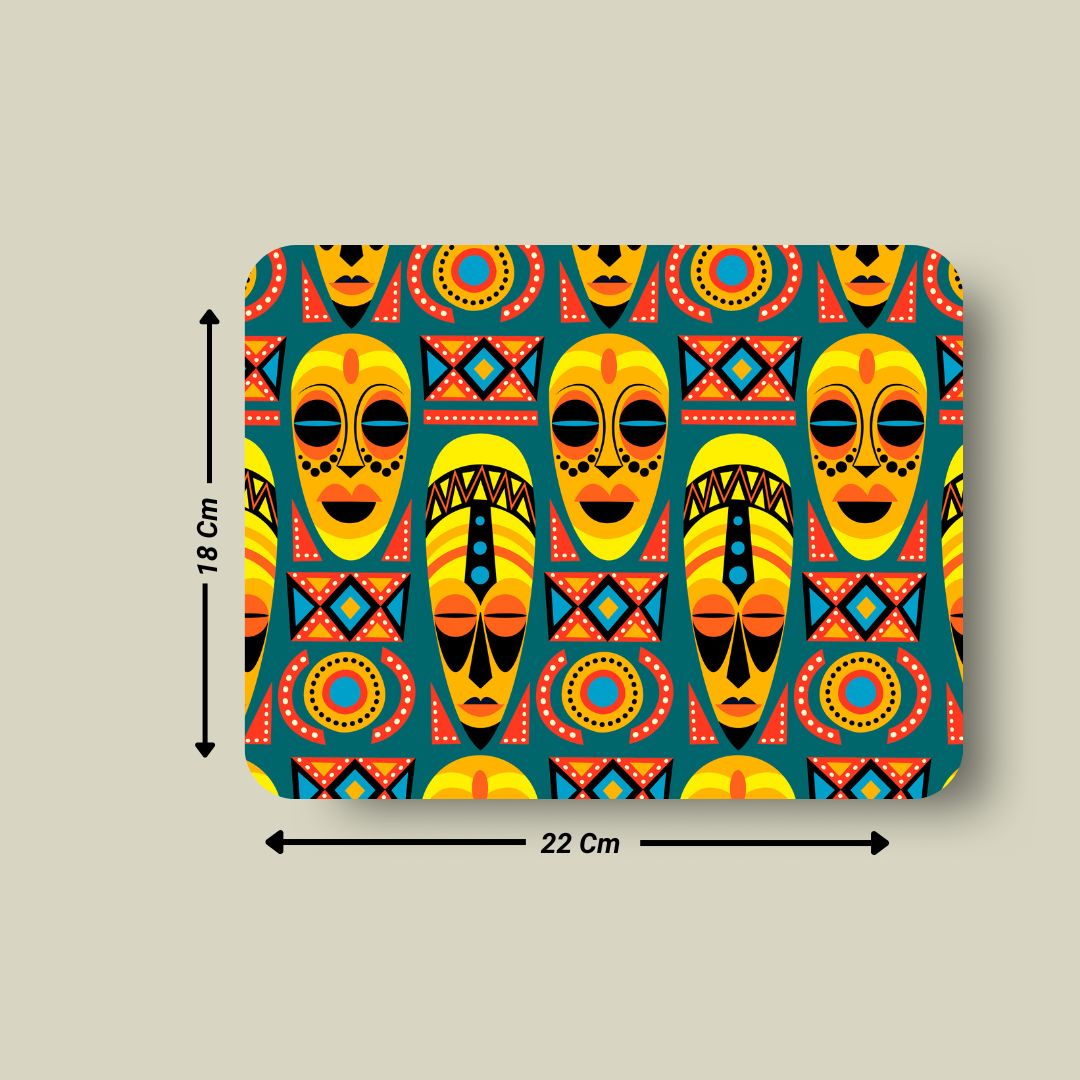 Premium African Tribal Mask Pattern Mouse Pad