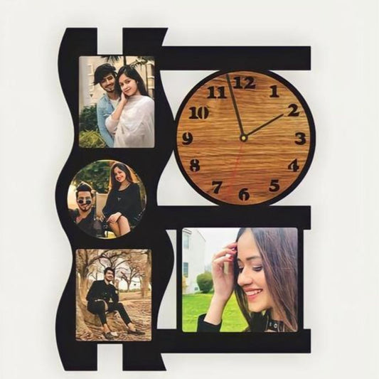 Personalized Multi Photos Frame With Clock