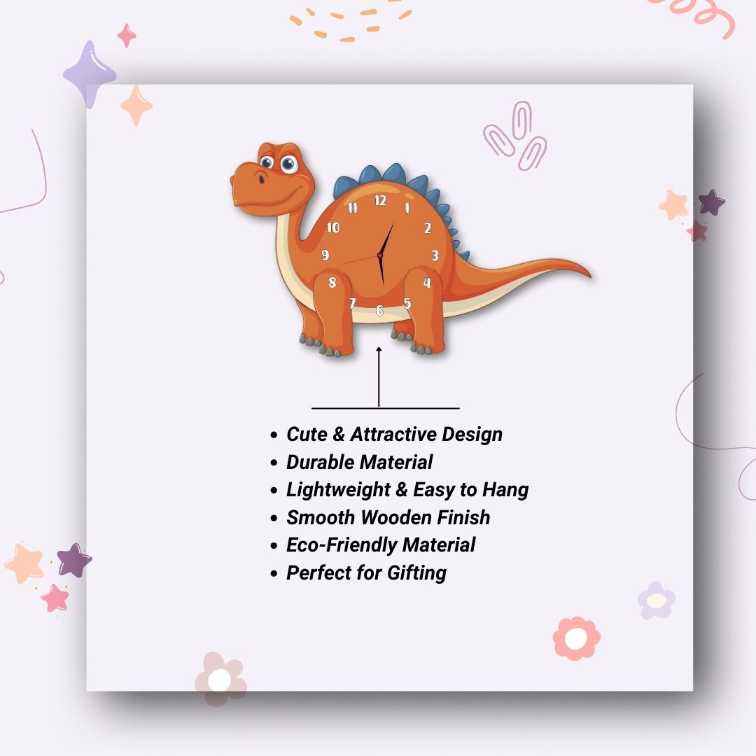 Cute Dinosaur-Shaped Wall Clock for Decoration