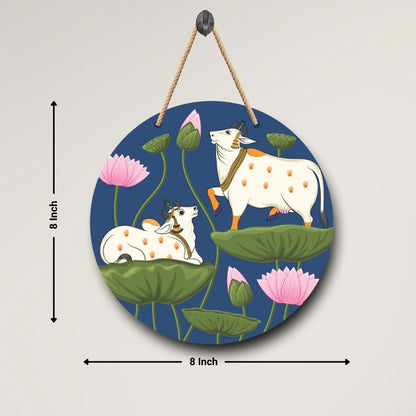 Celestial Cow Trio: Handcrafted Wall Art