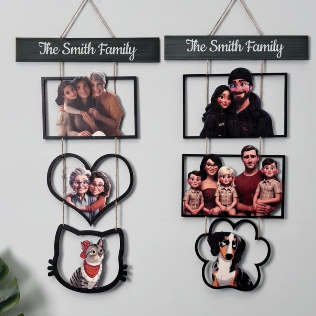 Customizable Hanging Family Photo Frame Set