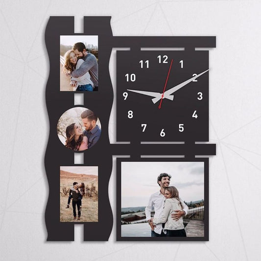 Personalized Multi Photos Frame With Clock