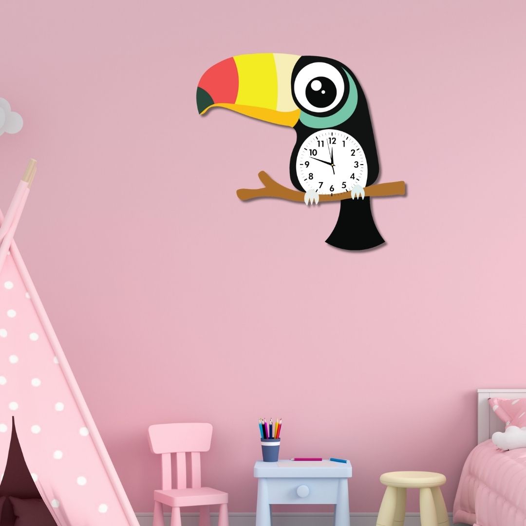 Toucan Wall Clock for Kids Room and Decorative