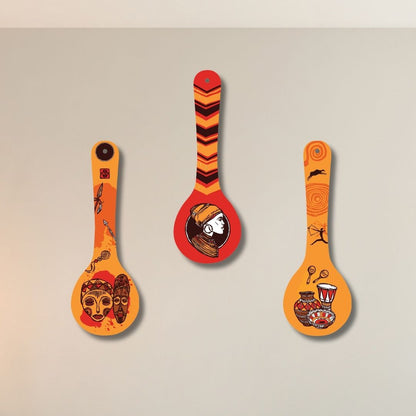 Bold Ethnic Spoon & Fork Wall Art – Vibrant Folk-Style