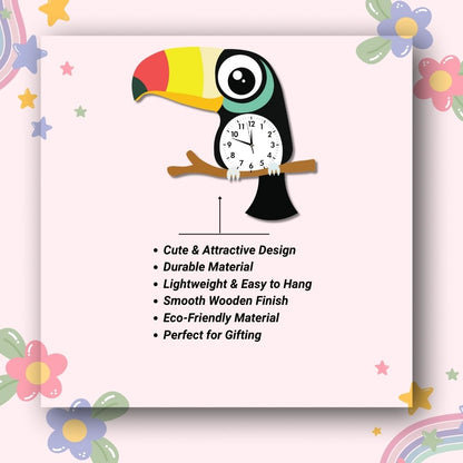 Toucan Wall Clock for Kids Room and Decorative