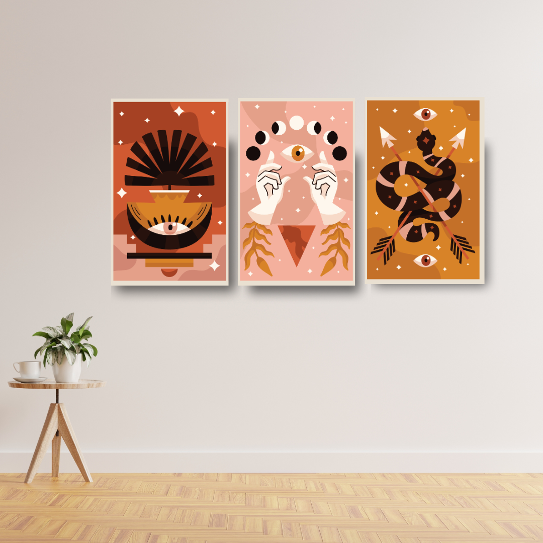 Mystic Eye Wall Art Set – 3-Piece  Boho Prints