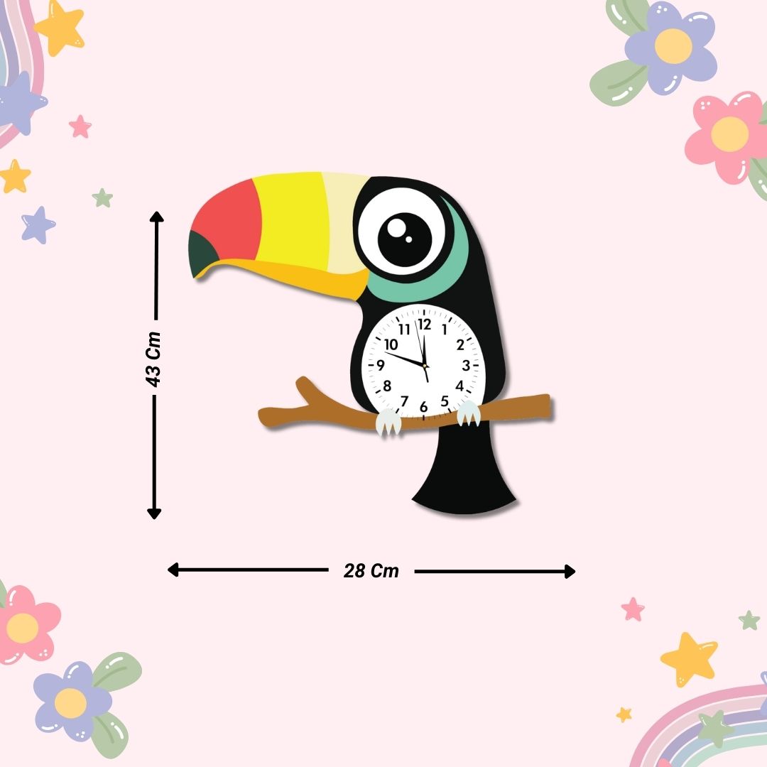 Toucan Wall Clock for Kids Room and Decorative