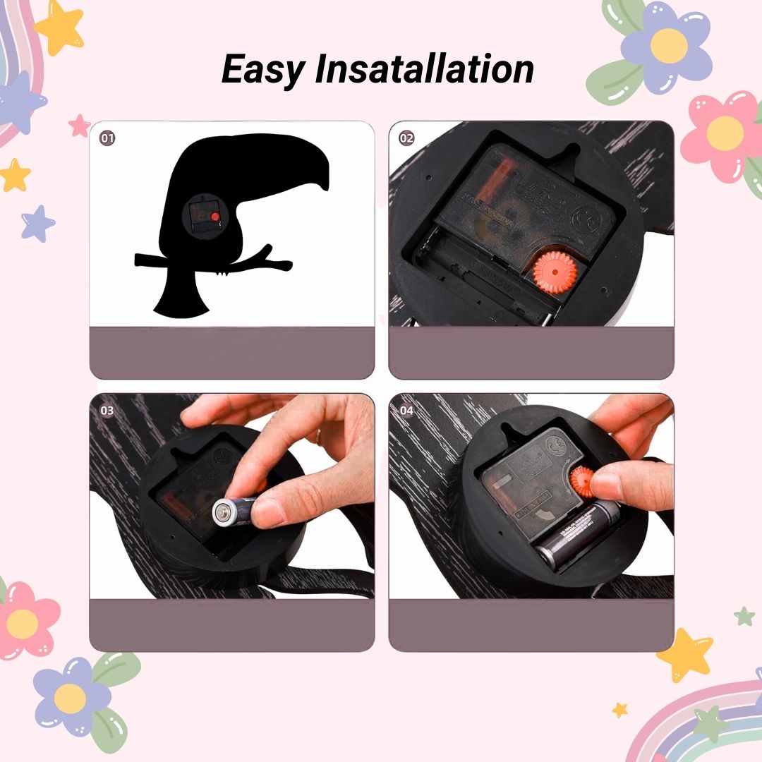 Toucan Wall Clock for Kids Room and Decorative