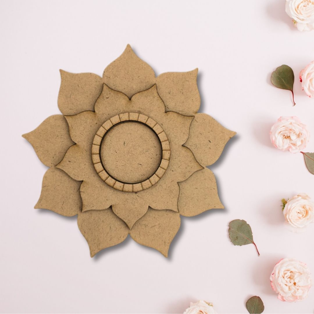 Flower Design MDF Tealight Candle Holder TH007