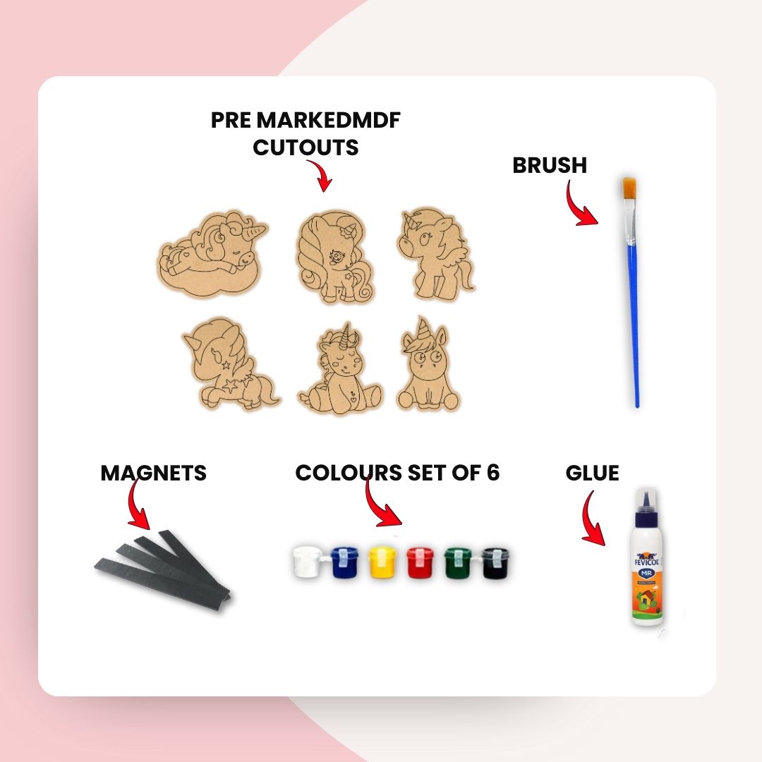 Unicorn Fridge Magnet MDF Painting Kit for Kids