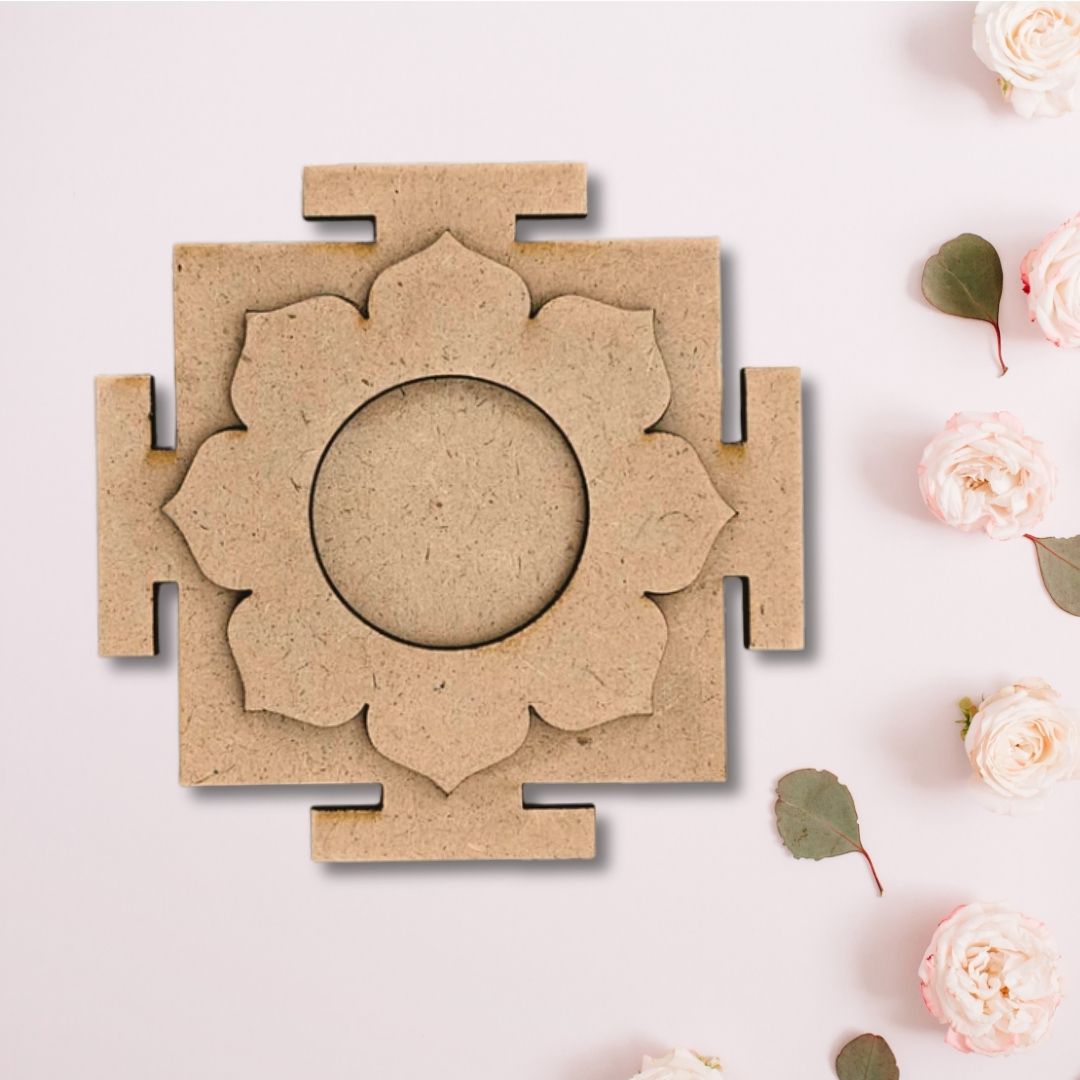Shri Yantra Design MDF Tealight Candle Holder TH009