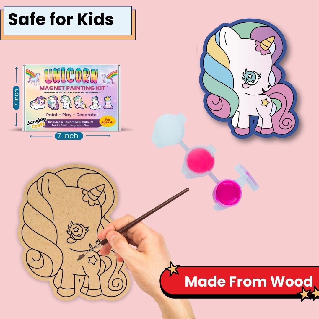 Unicorn Fridge Magnet MDF Painting Kit for Kids