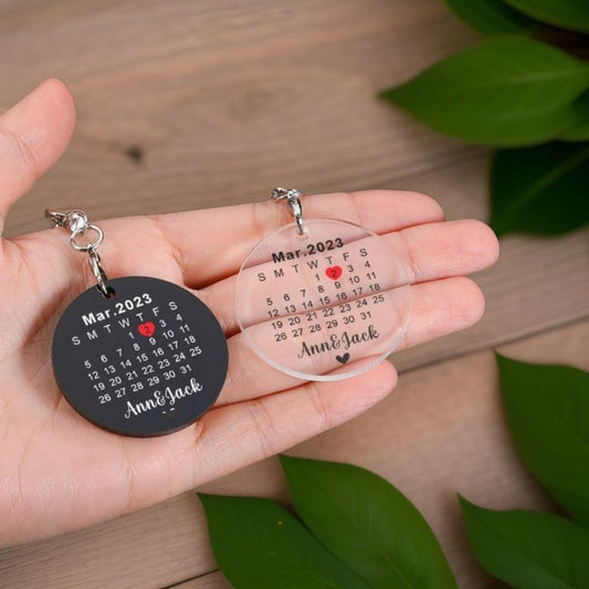 Personalized Calendar Keychain with Custom Text & Date