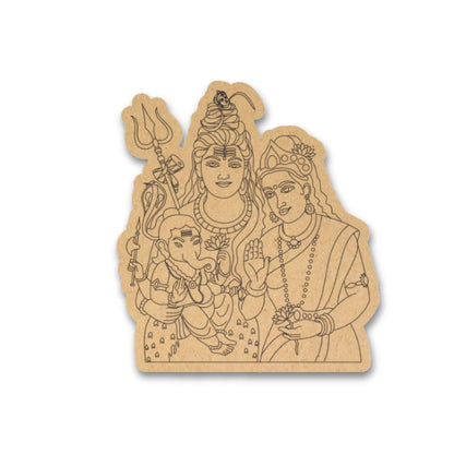 Shiva & Parvati with Ganesha Pre-Marked MDF Cutout