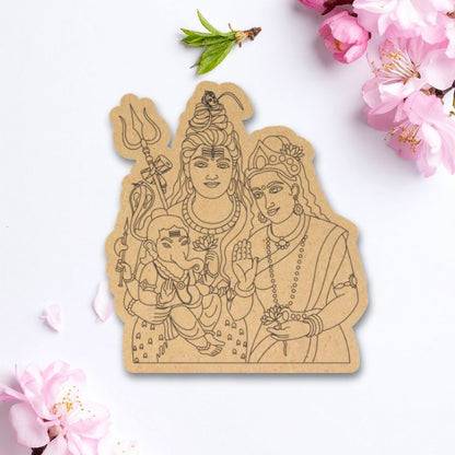 Shiva & Parvati with Ganesha Pre-Marked MDF Cutout