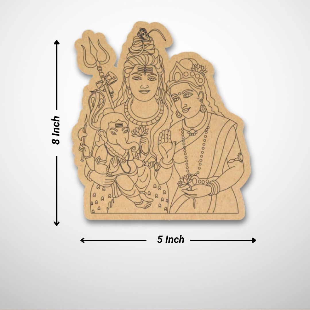 Shiva & Parvati with Ganesha Pre-Marked MDF Cutout