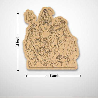 Shiva & Parvati with Ganesha Pre-Marked MDF Cutout