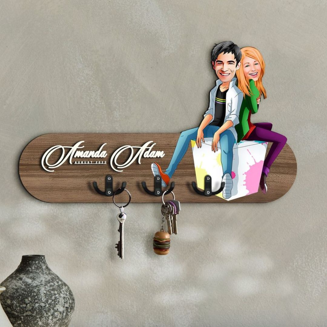 Personalized Couple Key Holder with Caricature