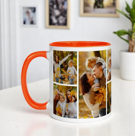 Customized Photo Printed Orange Ceramic Tea/Coffee Mug.