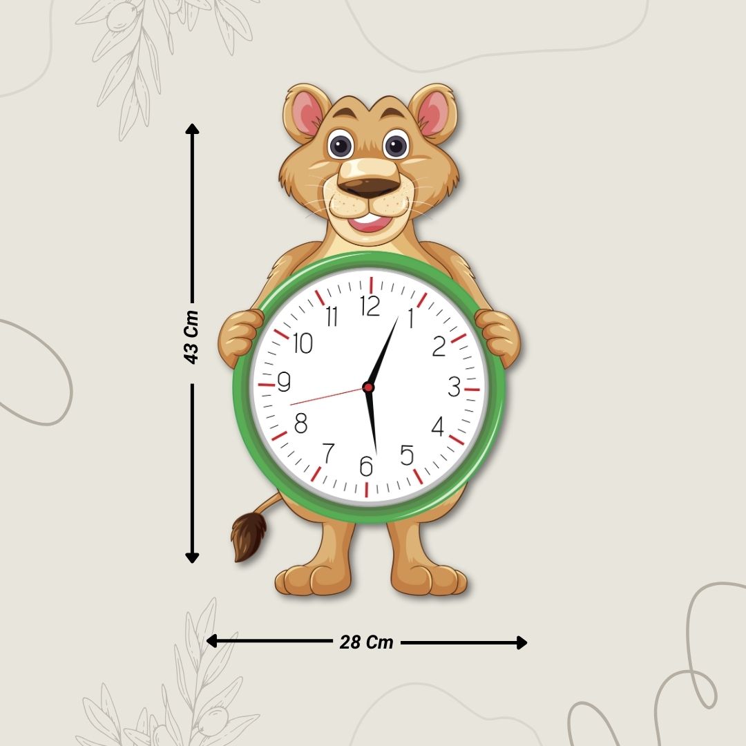 Cute Lion-Shape Wall Clock for Kids Room