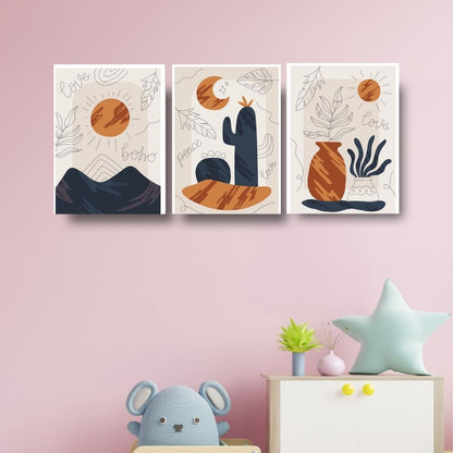 Boho Aesthetic Wall Art Set – Cactus Prints