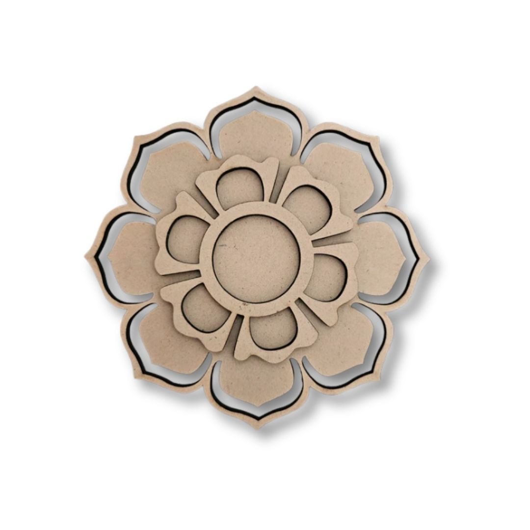 Flower Design 2 Layered MDF Tealight Candle Holder TH030