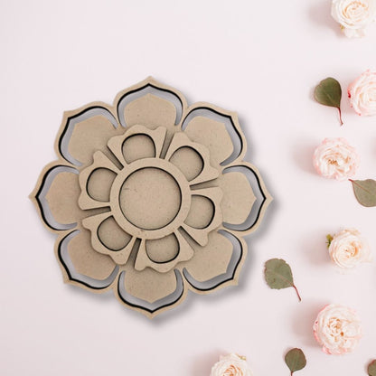 Flower Design 2 Layered MDF Tealight Candle Holder TH030