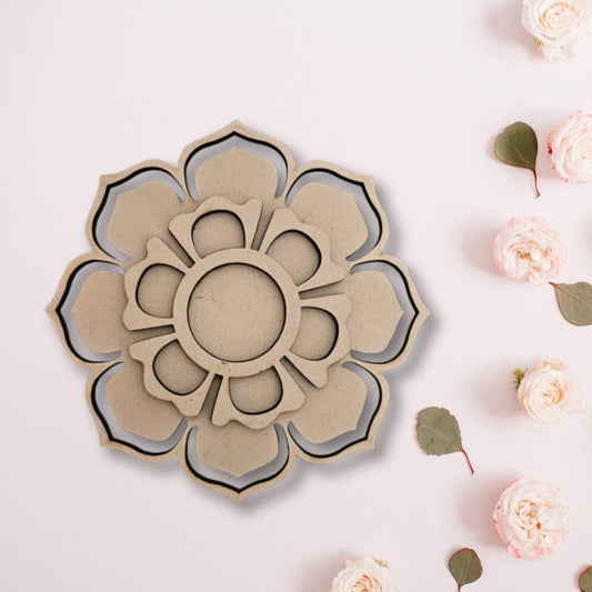 Flower Design 2 Layered MDF Tealight Candle Holder TH030