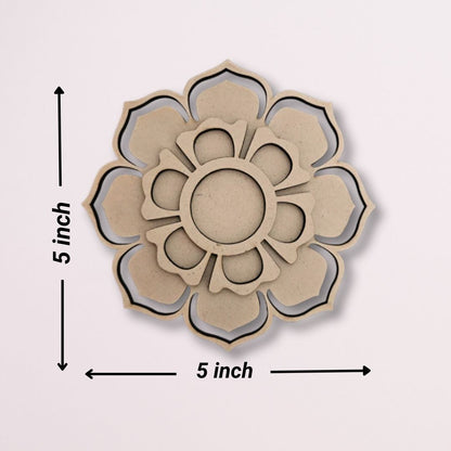Flower Design 2 Layered MDF Tealight Candle Holder TH030