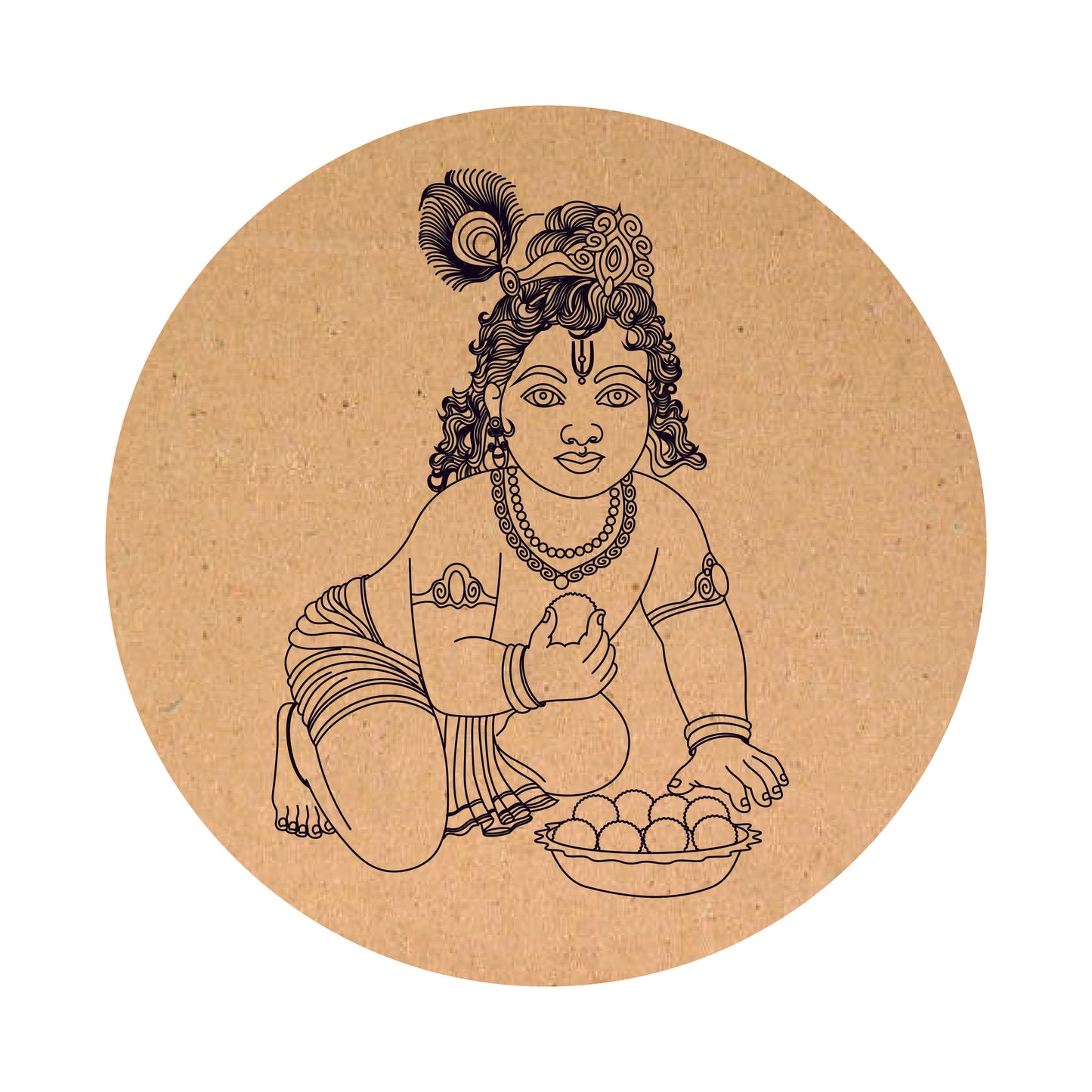 Baby Kishna  Pre Marked MDF Round