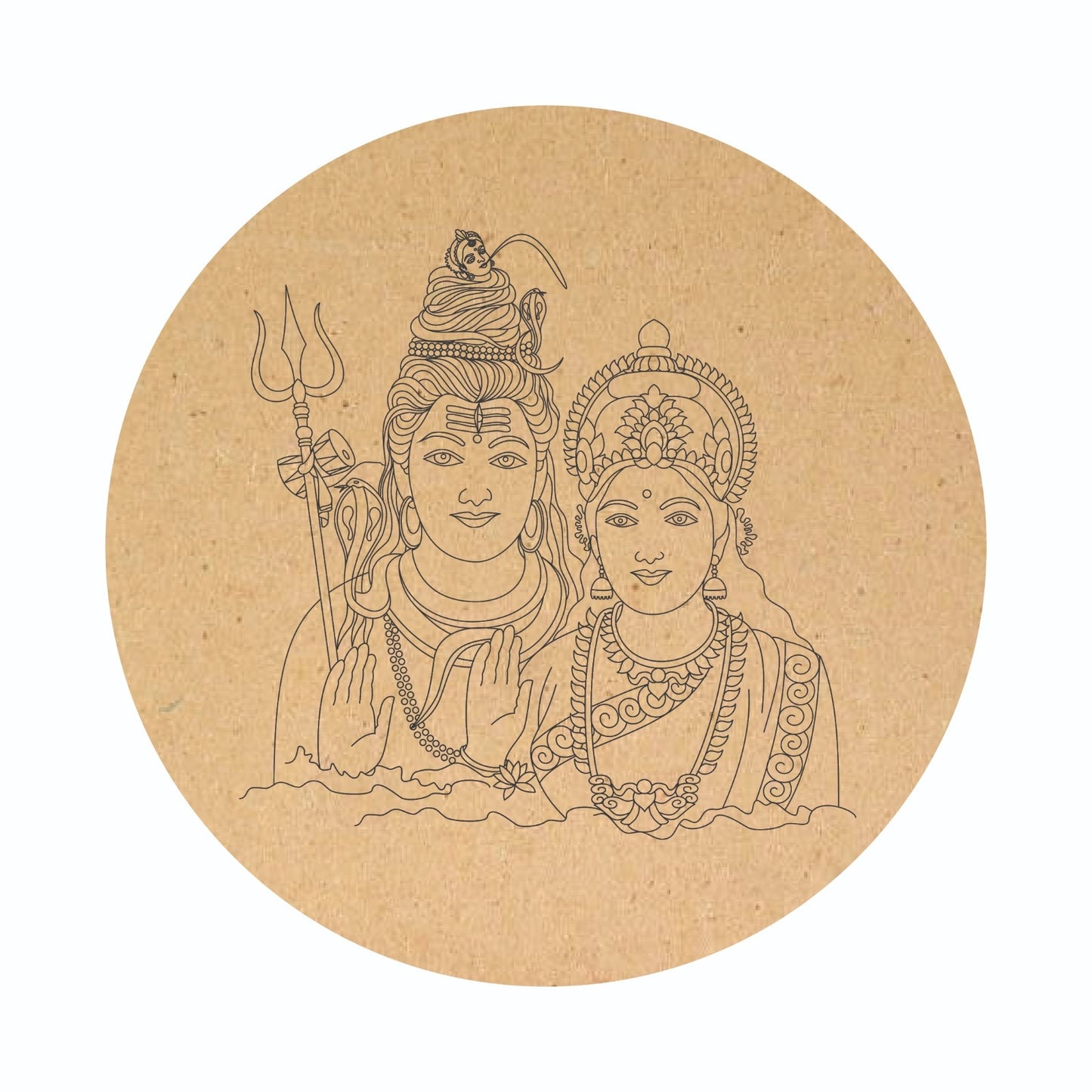 Shiva and Parvati Pre-Marked MDF Round